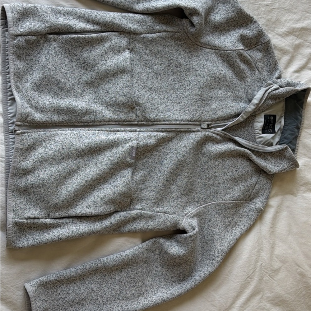 Figs Black Gray Fleece Jacket